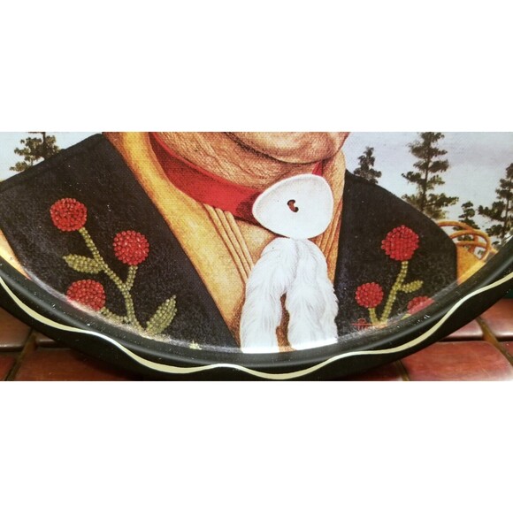 Vintage Native American Mohawk Indian Metal Cocktail Serving Tray 11" Diameter - Picture 3 of 5